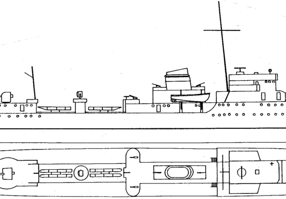 Эсминец HNoMS Sleipner [Destroyer] - чертежи, габариты, рисунки